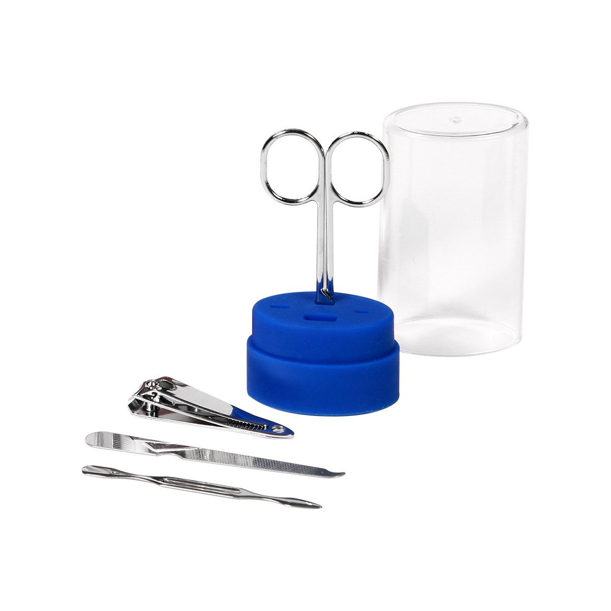 Set de manicura en estuche ovalado de plástico transparente